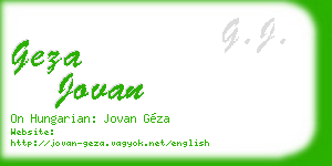 geza jovan business card