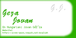 geza jovan business card